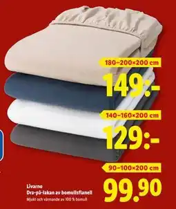 Lidl Livarno Dra-på-lakan av bomullsflanell erbjuda