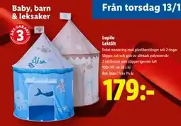 Lidl Lupilu Lektält, SEK 179 erbjuda