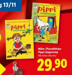 Lidl Målar-/Pysselböcker Pippi Långstrump, SEK 29.9 erbjuda