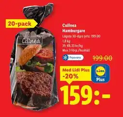 Lidl Culinea Hamburgare, Pris i appen erbjuda