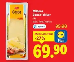 Lidl Milbona Gouda i skivor, Pris i appen erbjuda