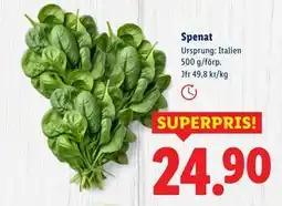 Lidl Spenat, SEK 24.9 erbjuda