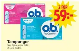 Matöppet Tamponger, SEK 59 erbjuda