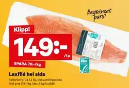 City Gross Laxfilé hel sida, SEK 149 erbjuda