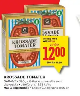 Willys Krossade Tomater erbjuda