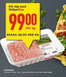 Willys Nötfärs erbjuda