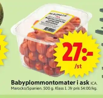 ICA Supermarket Babyplommontomater i ask erbjuda