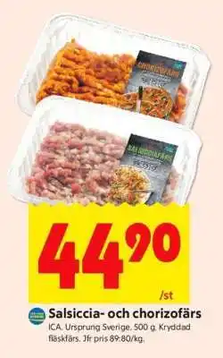ICA Supermarket Salsiccia- och chorizofärs erbjuda