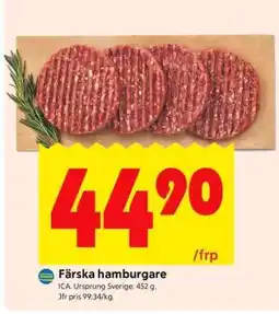 ICA Supermarket Färska hamburgare erbjuda