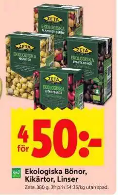 ICA Supermarket Ekologiska bönor, kikärtor, linser erbjuda
