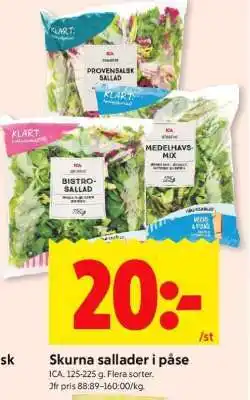 ICA Supermarket Skurna sallader i påse erbjuda