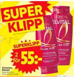ICA Supermarket ELVITAL SCHAMPO, BALSAM erbjuda