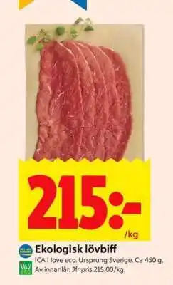 ICA Supermarket Ekologisk lövbiff erbjuda