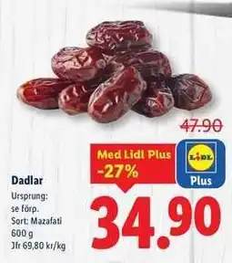 Lidl Dadlar erbjuda