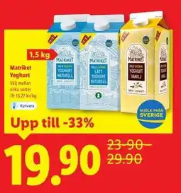 Lidl MATRIKET Yoghurt erbjuda