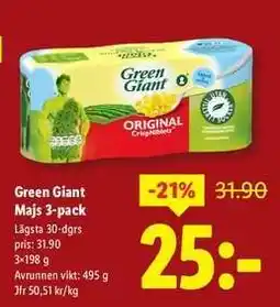 Lidl GREEN GIANT MAJS 3-pack erbjuda
