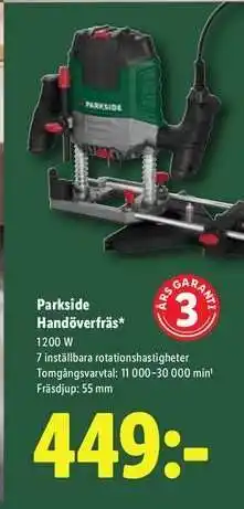 Lidl Parkside Handöverfräs erbjuda
