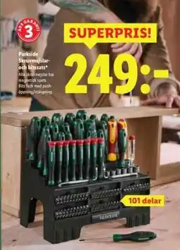 Lidl Parkside Skruvmejslar- och bitssats erbjuda