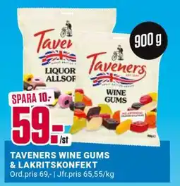 ÖoB Taveners Wine Gums & Lakritskonfekt erbjuda