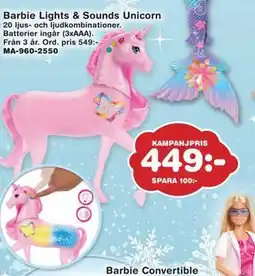Lekextra Barbie Lights & Sounds Unicorn, SEK 449 erbjuda