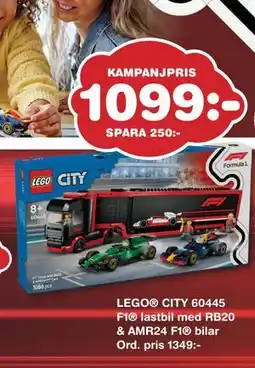 Lekextra LEGO CITY 60445 F1 lastbil med RB20 & AMR24 F1 bilar Ord. pris 1349:-, SEK 1099 erbjuda