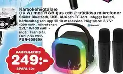 Lekextra Karaokehögtalare (10 W) med RGB-ljus och 2 trådlösa mikrofoner, SEK 249 erbjuda
