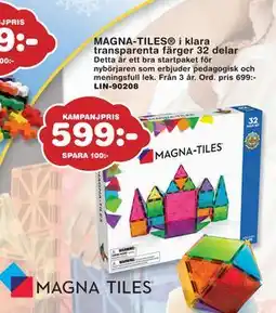 Lekextra MAGNA-TILES i klara transparenta färger 32 delar, SEK 599 erbjuda