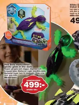 Lekextra Hex Bots wallcrawler gecko glow in the dark, SEK 499 erbjuda