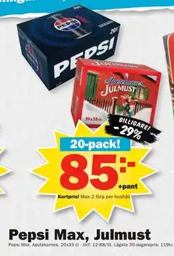 Pekås Pepsi Max, Julmust, Medlemspris erbjuda