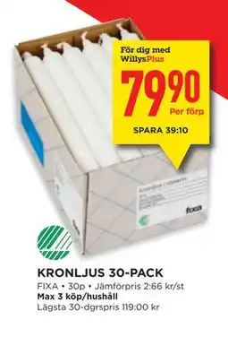 Willys KRONLJUS 30-PACK, Medlemspris erbjuda
