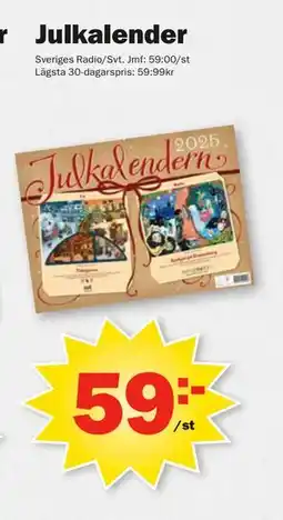 Pekås Julkalender, SEK 59 erbjuda