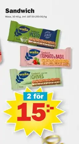 Pekås Sandwich, SEK 15 erbjuda
