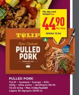 Willys PULLED PORK, Medlemspris erbjuda