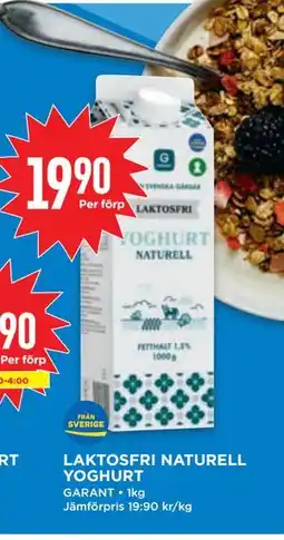 Willys LAKTOSFRI NATURELL YOGHURT, SEK 19.9 erbjuda