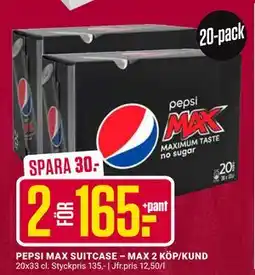 ÖoB PEPSI MAX SUITCASE – MAX 2 KÖP/KUND, SEK 165 erbjuda