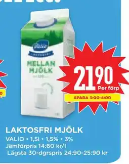 Willys Hemma LAKTOSFRI MJÖLK, SEK 21.9 erbjuda
