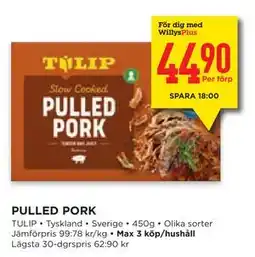 Willys Hemma PULLED PORK, Medlemspris erbjuda