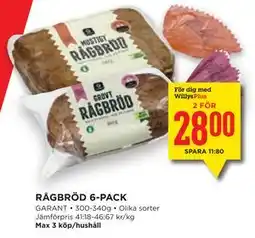 Willys Hemma RÅGBRÖD 6-PACK, Medlemspris erbjuda