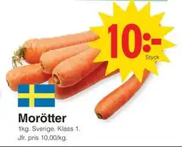 Matöppet Morötter, SEK 10 erbjuda