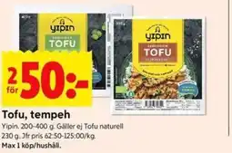 ICA Kvantum Yipin Tofu, tempeh erbjuda