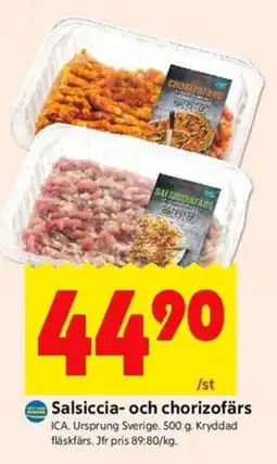 ICA Kvantum ICA Salsiccia- och chorizofärs erbjuda