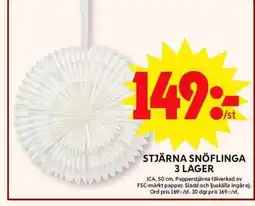 ICA Maxi Stjärna snöflinga 3 lager erbjuda
