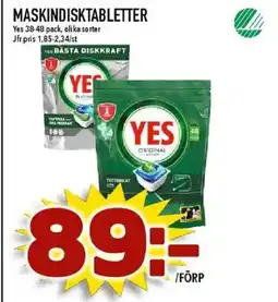 Nya Pulsen YES Maskindisktabletter erbjuda