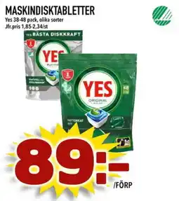 Din Mat YES Maskindisktabletter erbjuda