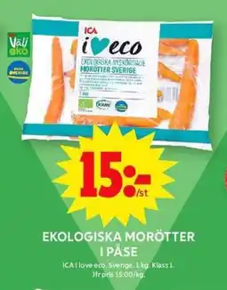 ICA Maxi ICA Ekologiska morötter i påse erbjuda