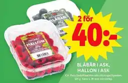ICA Maxi ICA Blåbär i ask, hallon i ask erbjuda