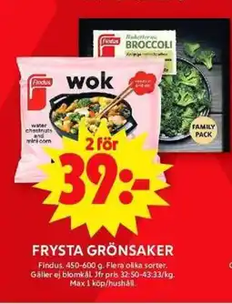 ICA Maxi FINDUS Frysta grönsaker erbjuda