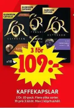 ICA Maxi L'OR Kaffekapslar erbjuda