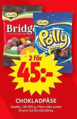 ICA Maxi CLOETTA Chokladpåse erbjuda