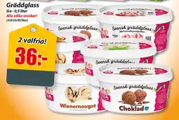 Extra Mjällby Stormarknad SIA Gräddglass erbjuda